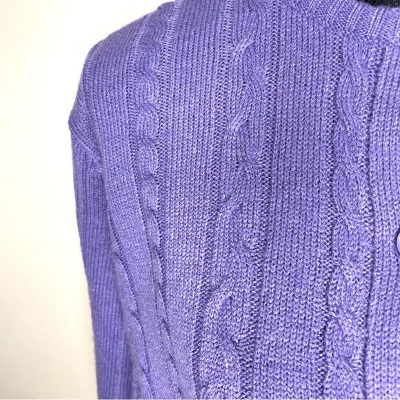 Sara Morgan Sweater Vintage Cardigan Cable Knit Button Up Vtg Purple Size Large - Picture 5 of 10
